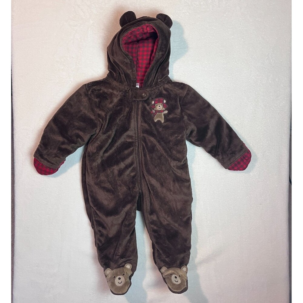 Carters Just One You Winter One-Piece Teddy Bear Suit Footed Zip Up Size 9 M
